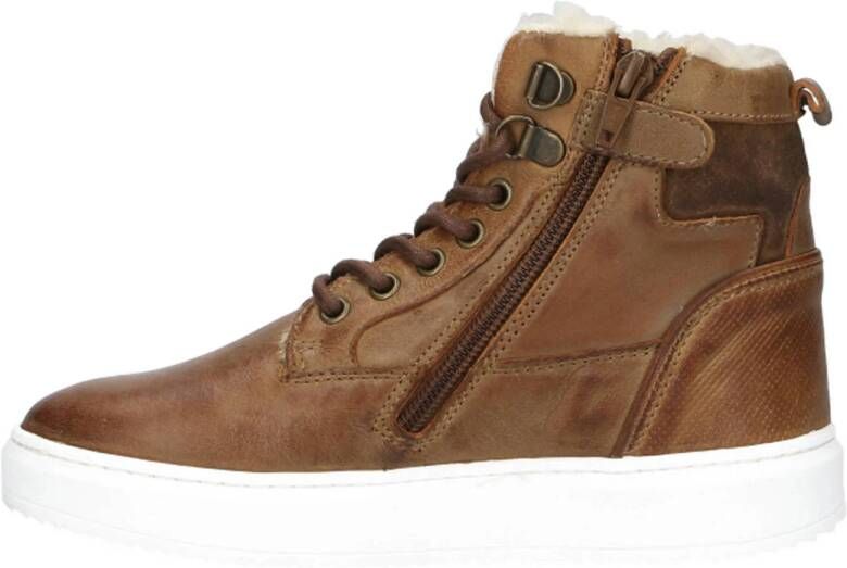 Gattino gevoerde leren sneakers cognac