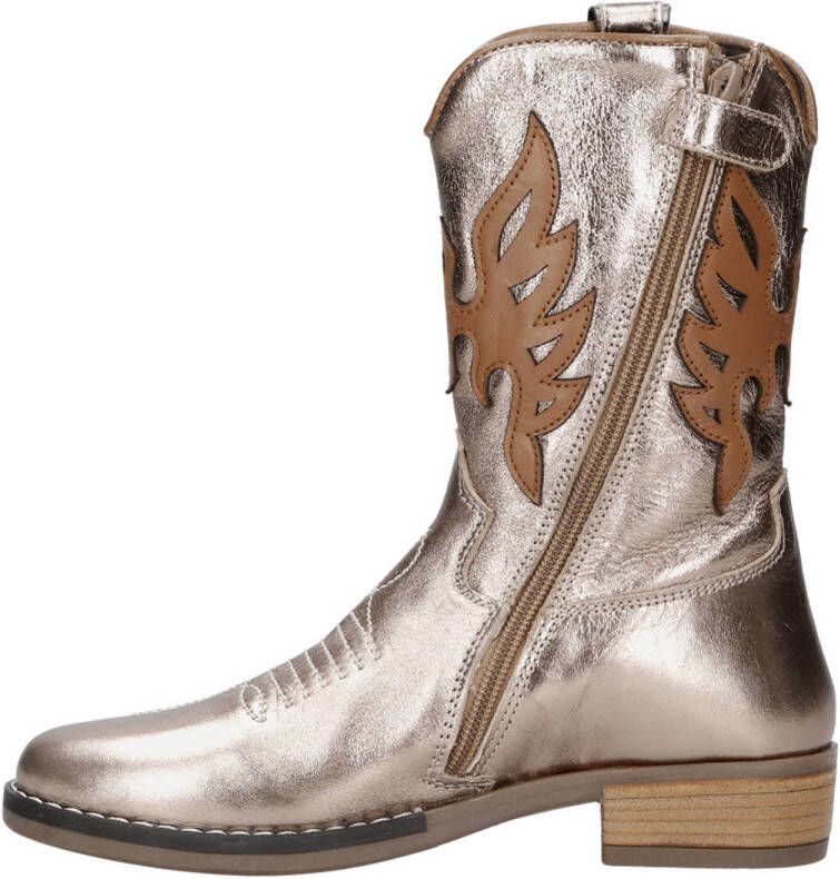 Gattino leren cowboylaarzen brons metallic