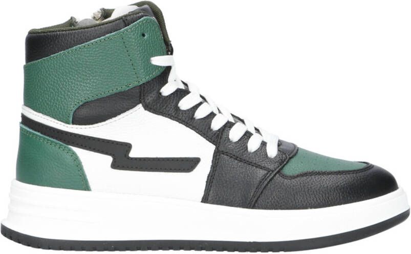 Gattino leren sneakers groen zwart wit