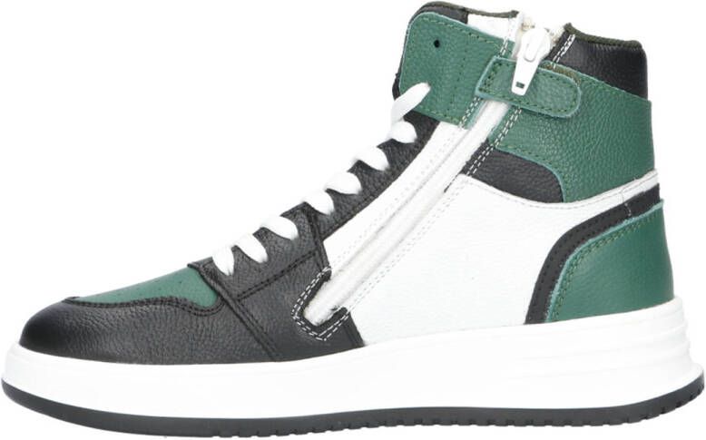 Gattino leren sneakers groen zwart wit