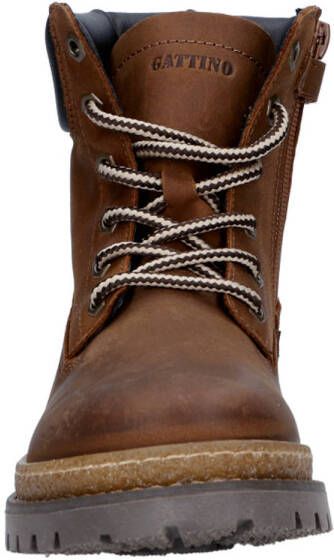 Gattino leren veterboots bruin