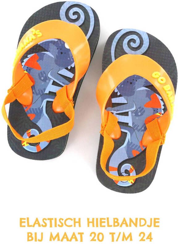 Go Banana's Chameleon teenslippers oranje grijs