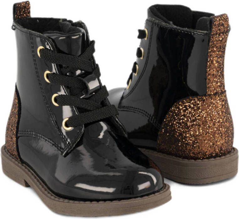 Graceland lak veterboots zwart