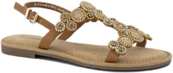 Graceland sandalen met strass bruin