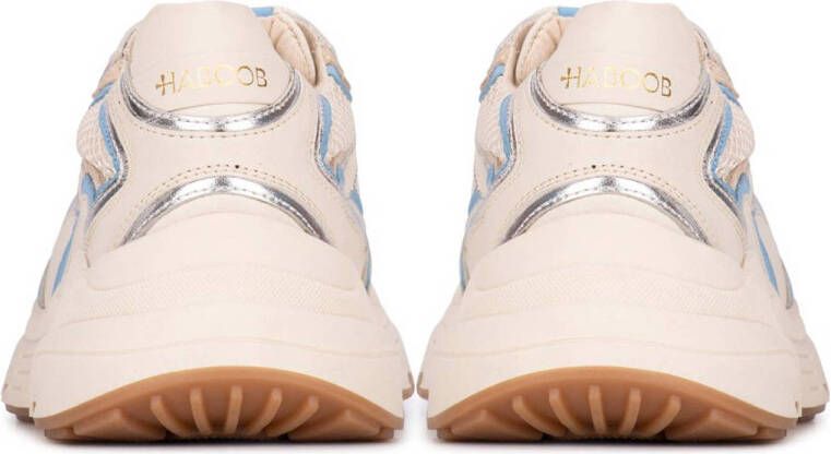 Haboob Tiki chunky leren sneakers beige blauw