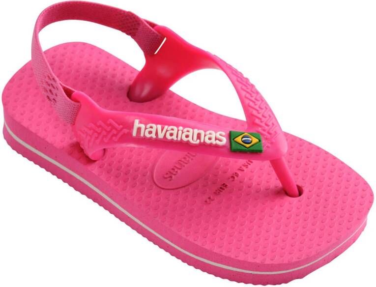 Havaianas Baby Brasil Logo II teenslippers met hielbandje roze