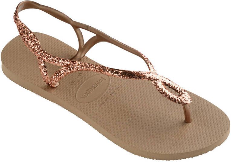 Havaianas Luna Premium II sandalen met glitters roségoud