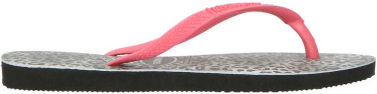 Havaianas Slim Animals teenslippers met panterprint roze grijs