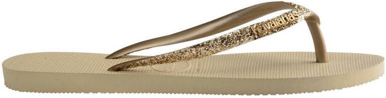 Havaianas Slim Glitter II teenslippers met glitters beige