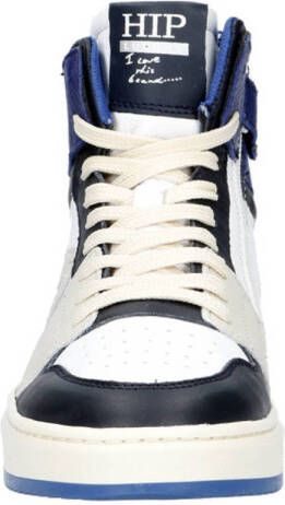 Hip leren sneakers blauw wit zwart