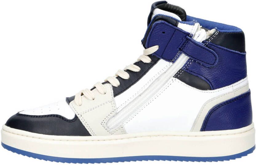 Hip leren sneakers blauw wit zwart