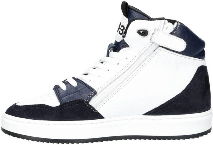 Hip leren sneakers blauw zwart wit