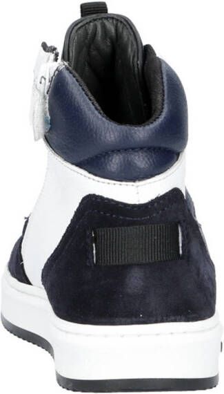 Hip leren sneakers blauw zwart wit