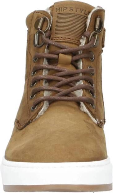 Hip leren sneakers cognac