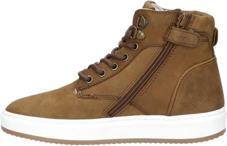 Hip leren sneakers cognac