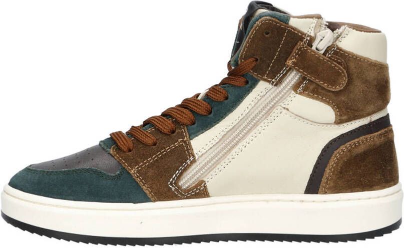 Hip leren sneakers groen bruin