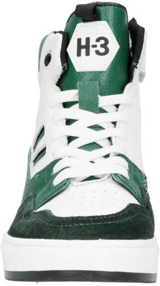 Hip leren sneakers groen wit