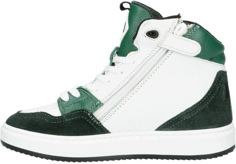 Hip leren sneakers groen wit