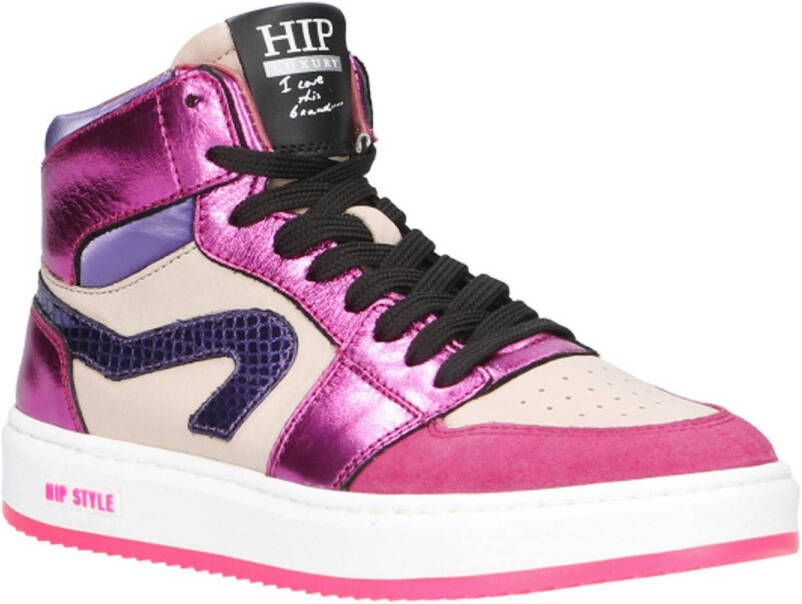 Hip leren sneakers roze