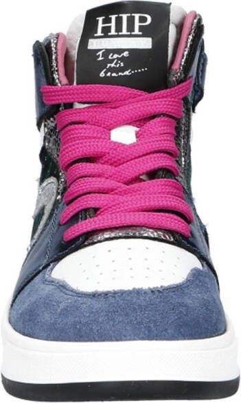 Hip leren sneakers roze blauw