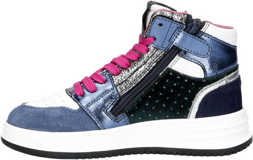 Hip leren sneakers roze blauw