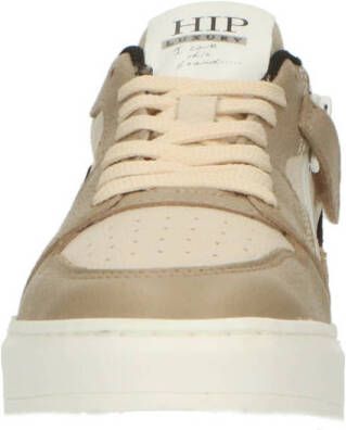 Hip leren sneakers taupe