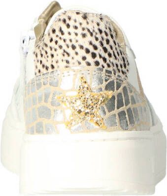 Hip leren sneakers wit goud