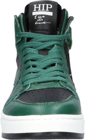 Hip leren sneakers zwart groen