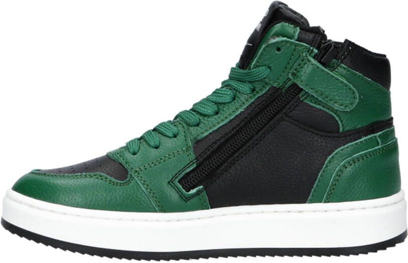 Hip leren sneakers zwart groen