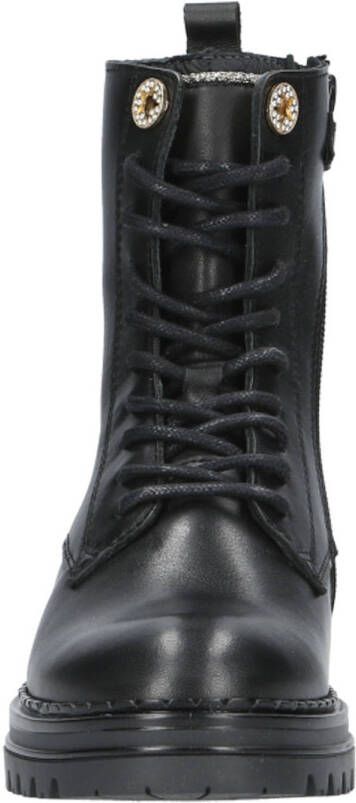 Hip leren veterboots zwart