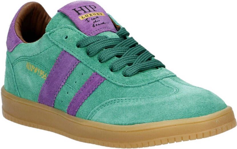 Hip suède sneakers groen lila