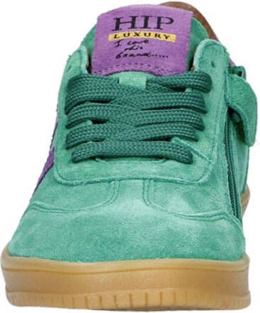 Hip suède sneakers groen lila