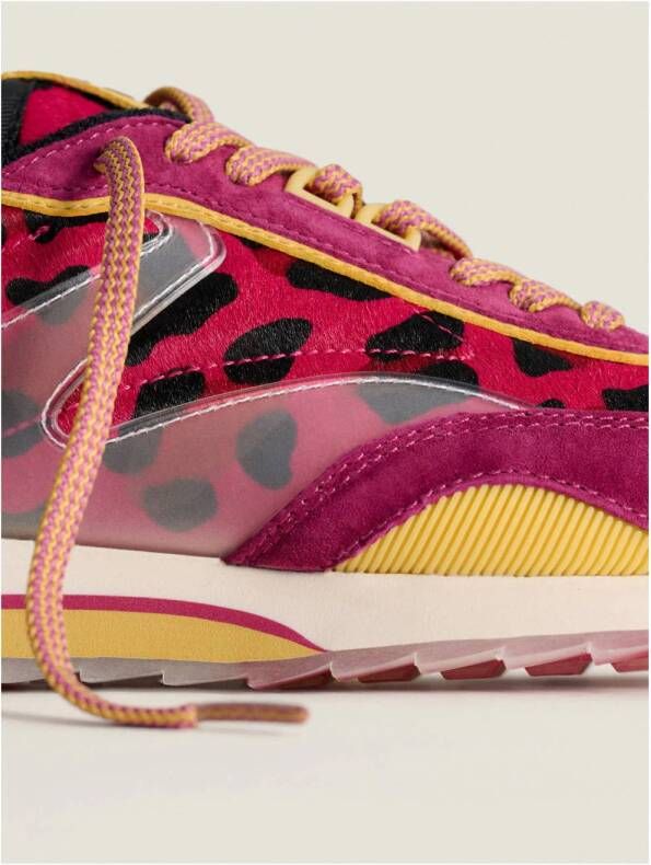 HOFF Art Pink Lady leren sneakers met panterprint rood geel