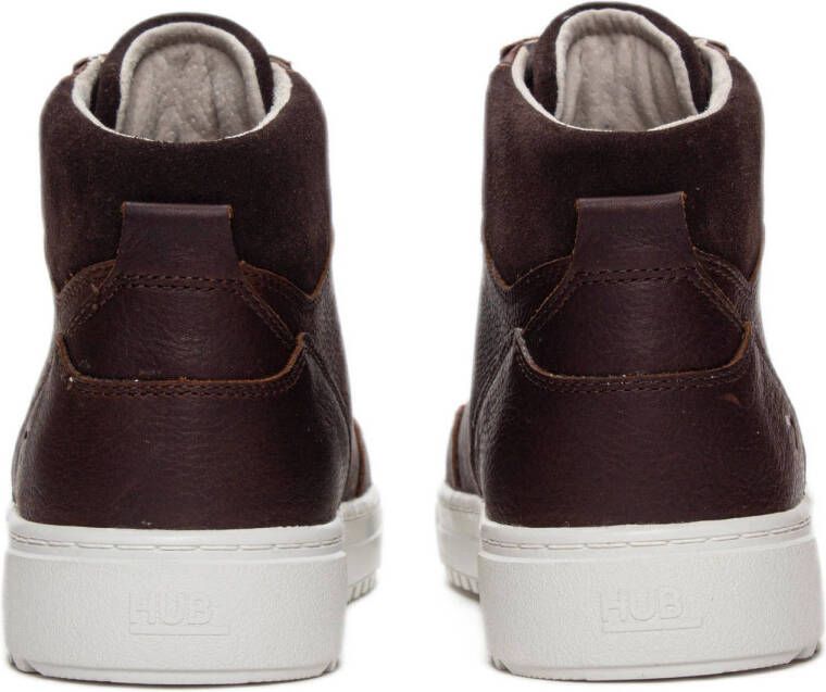 HUB Dundee leren sneakers donkerbruin