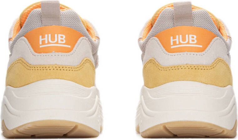 HUB Glide chunky suède sneakers beige oranje