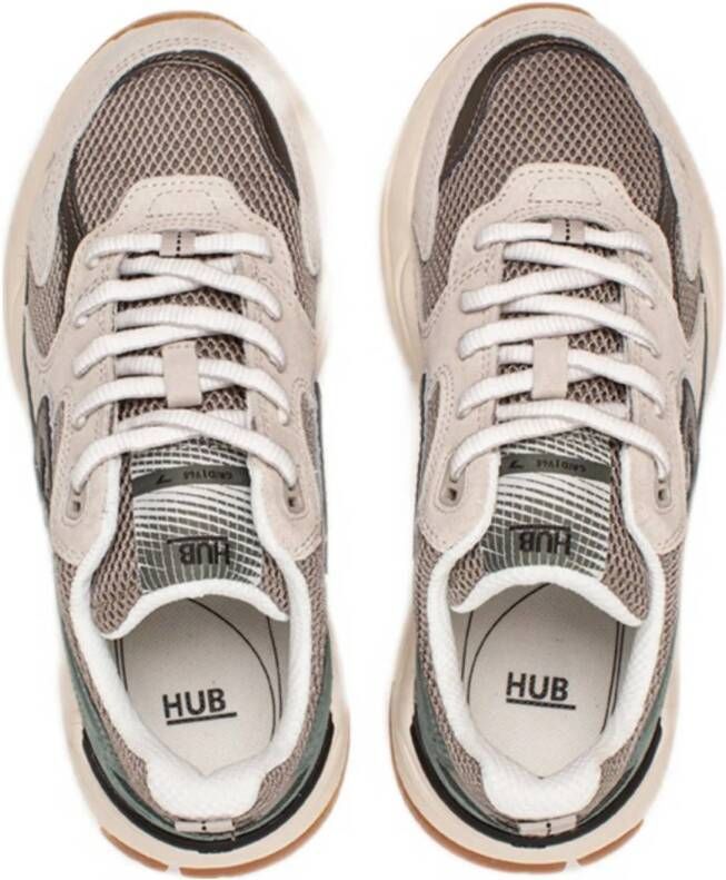 HUB Grid S48 suède sneakers beige groen