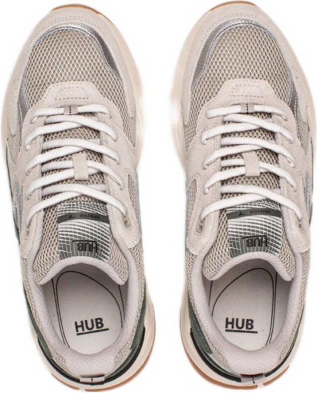 HUB Grid sneakers beige zilver