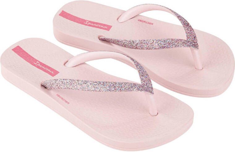 Ipanema Anatomic Lolita teenslippers met glitters lichtroze