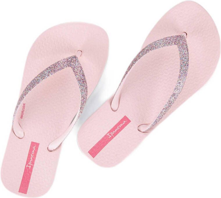 Ipanema Anatomic Lolita teenslippers met glitters lichtroze