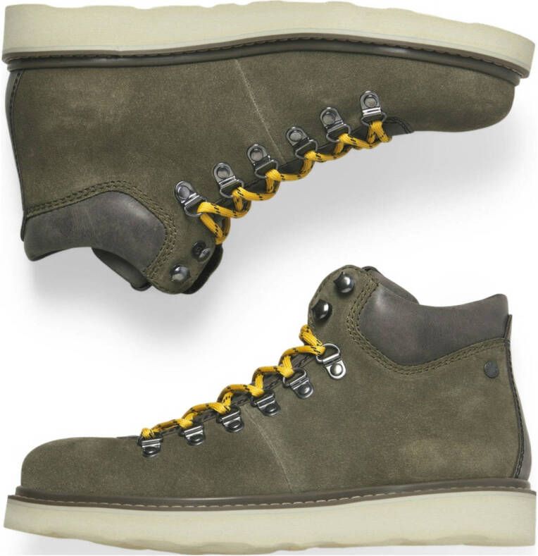 JACK & JONES suède veterboots olijfgroen