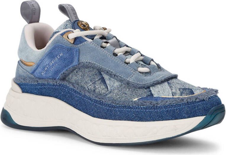 Kurt Geiger Kensington leren chunky sneakers denimblauw