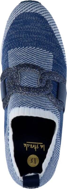 La Strada denim slip-on sneakers blauw