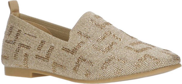 La Strada knitted loafers met glitters beige