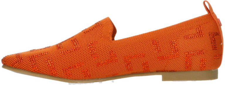 La Strada knitted loafers met glitters oranje