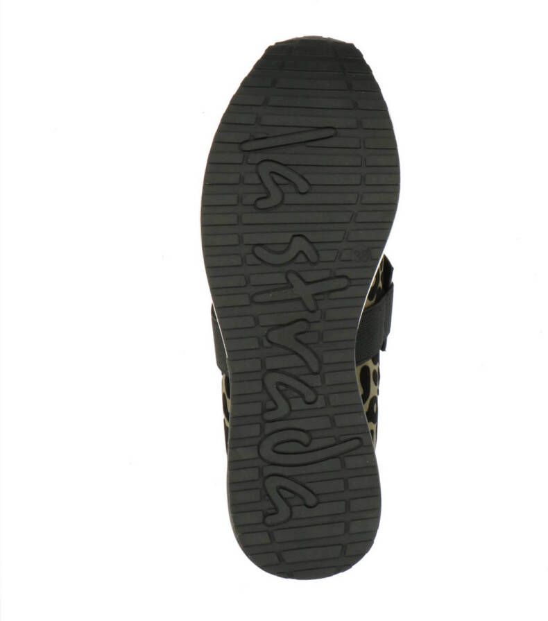 La Strada sneakers met ketting en panterprint kaki