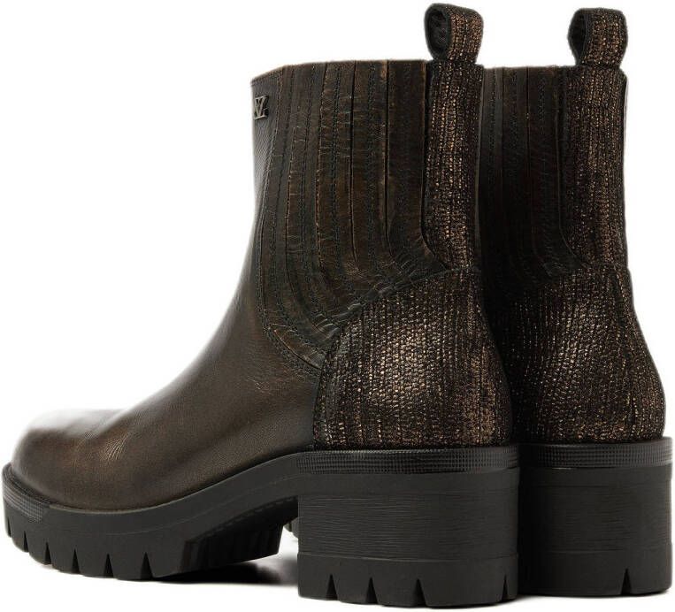 Lazamani Fey chunky leren chelsea boots bruin metallic