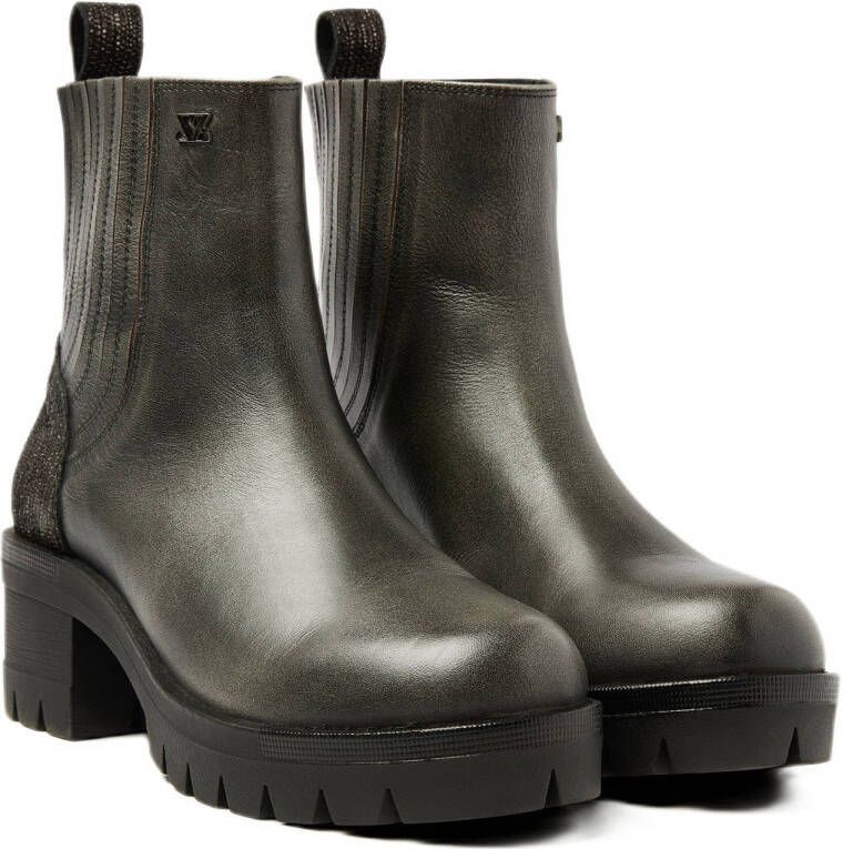 Lazamani Fey chunky leren chelsea boots grijs metallic