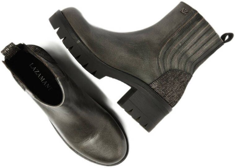 Lazamani Fey chunky leren chelsea boots grijs metallic