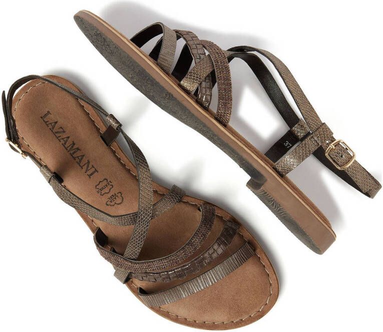 Lazamani leren sandalen bruin