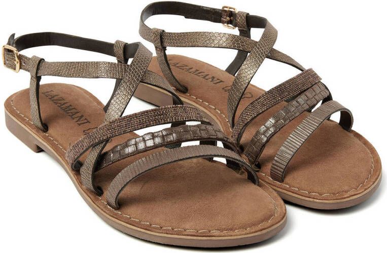 Lazamani leren sandalen bruin